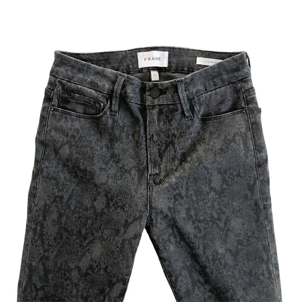 Frame Le Crop Mini Boot Black Tonal Python Jeans - Picture 4 of 11